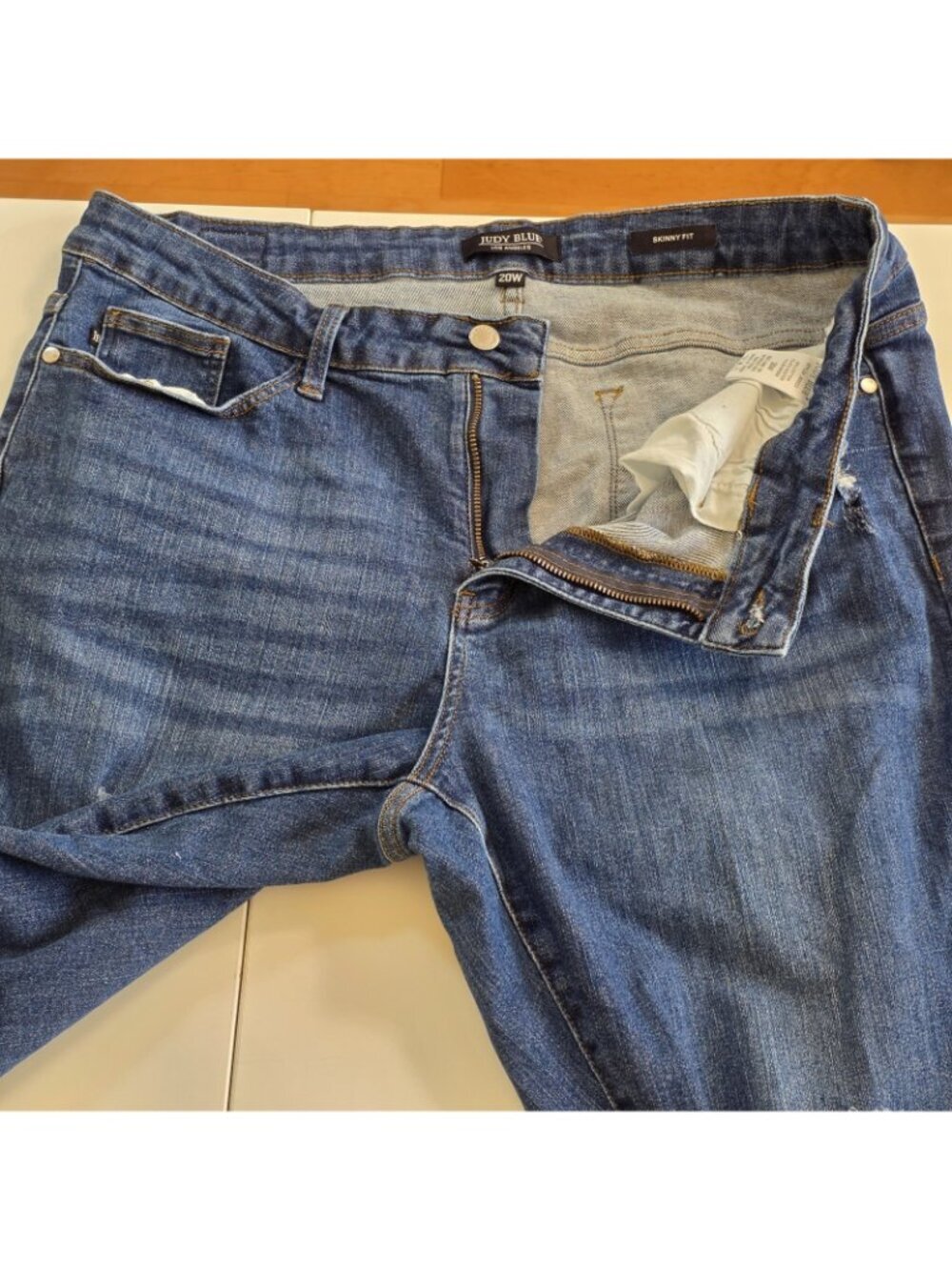 Judy Blue Skinny Jeans 20W Dark Blue Destroyed Distressed Cuffed Stretch JB8822 - Picture 12 of 16